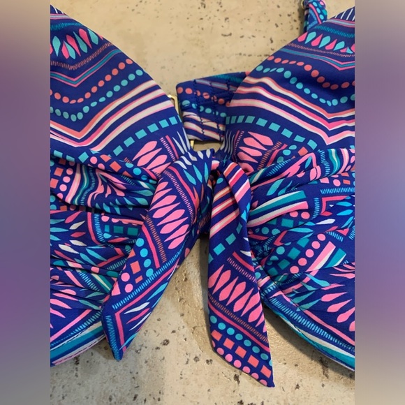 💜 La Vie en Rose Aqua D-XX Large Patterned Bikini Top - Plus Size - Picture 7 of 7